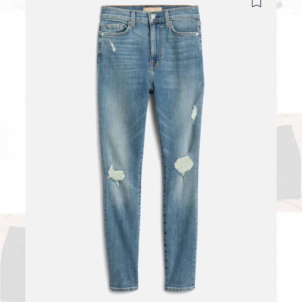 EUC 7 For All Mankind Ankle Skinny Distressed High Rise Jeans
